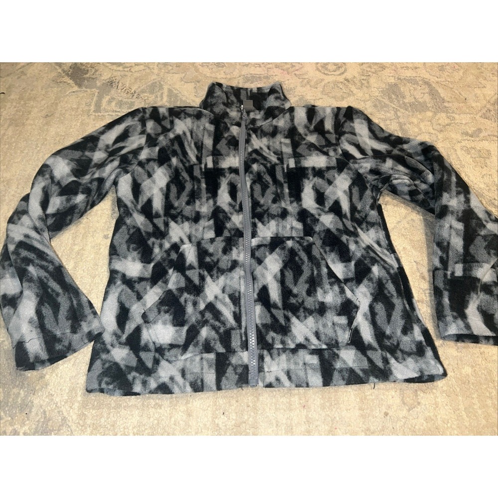 Eddie Bauer Boys black Fleece Jacket Hooded‎ Full Zip Size M 10/12 youth